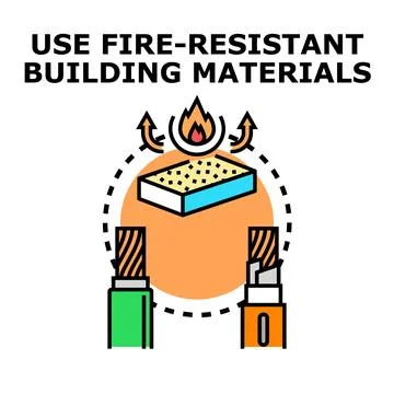 Fire resistant building materials safety concept Stock Illustration