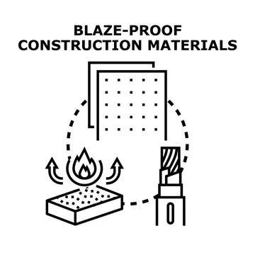 Fire resistant building materials safety technology concept Stock Illustration