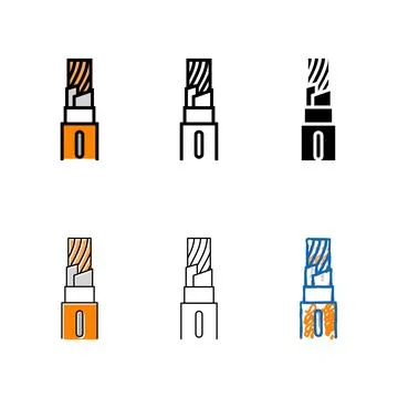 Fire resistant cable mix wire color icon vector Stock-Illustration
