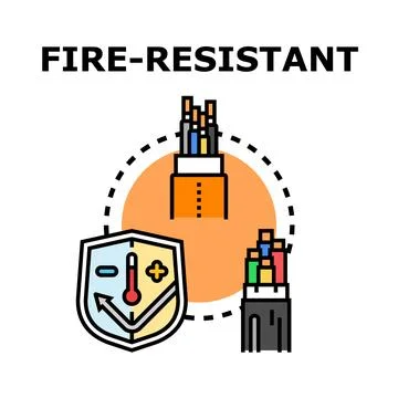 Fire resistant cable securing electrical connection safety Stock Illustration