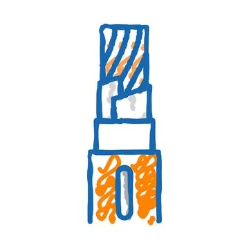 Fire resistant cable wire icon doodle illustration Stock Illustration