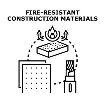 Fire resistant construction materials concept vector illustration Stock Illustration