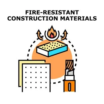 Fire resistant construction materials concept vector illustration Stock Illustration