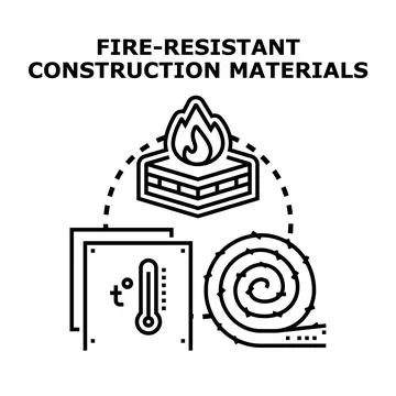 Fire resistant construction materials offering thermal protection イラスト素材