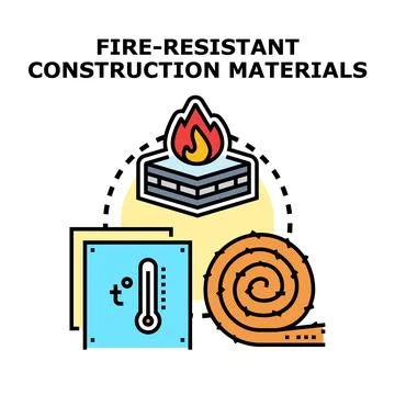 Fire resistant construction materials offering thermal protection Illustrazione stock