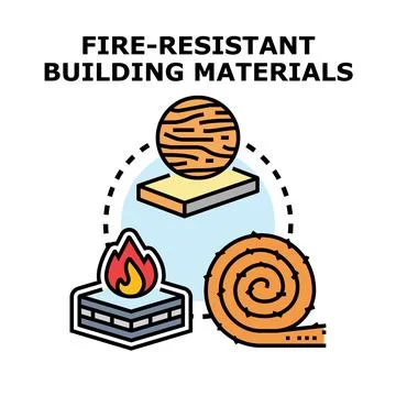 Fire resistant construction materials, safety, and modern building Stock Illustration