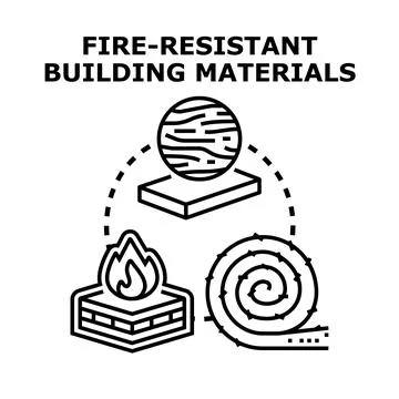 Fire resistant construction materials, safety, and modern building 库存插图