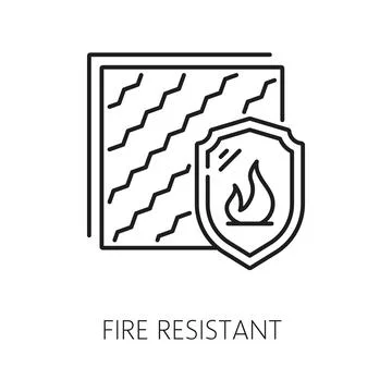 Fire resistant, wall thermal insulation line icon Illustrazione stock