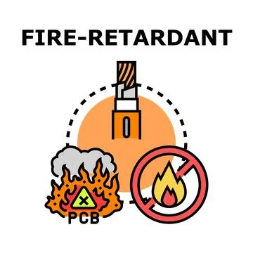 Fire retardant material preventing hazard and electric circuit ignition Stock Illustration