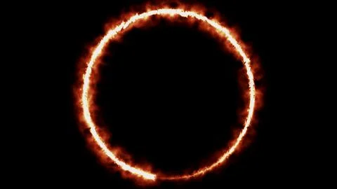 Fire ring on black background abstract effect Stock Illustration
