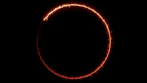 Fire ring on black background abstract effect Stock Illustration