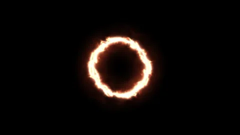 Fire Ring Circle Loop on Black Background Stock Footage 319567104