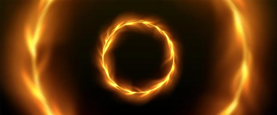 Fire ring frame. Flame effect in circle vector Stock Illustration