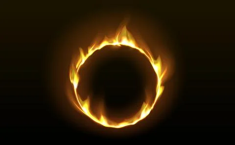 Fire ring with glowing tongues of flame Stock Illustration