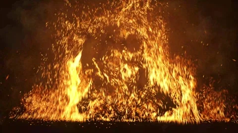 Fire Ring Logo Reveal Animation with Burning Sparks and Circular Flame Explosion Stock Footage 341422131