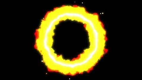 Fire ring loop animation burning circle flame hot effect Stock Footage 347942790