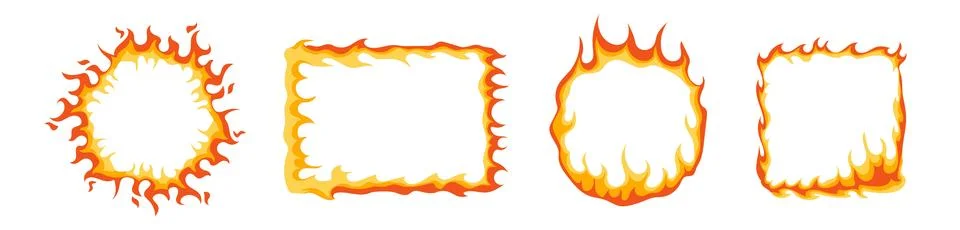 Fire ring vector frame. Flame circle border. Stock Illustration