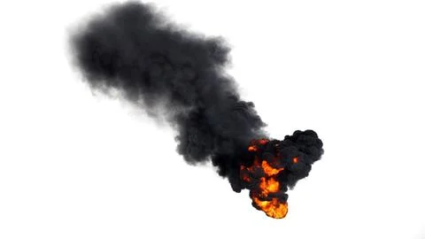 Fire rises from the right with bright orange and yellow flames and dark smoke Illustrazione stock