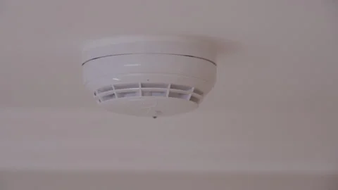 Fire Risk: Smoke Detector Emits Loud, Piercing Beep to Alert Residents. Stock Footage 320930098