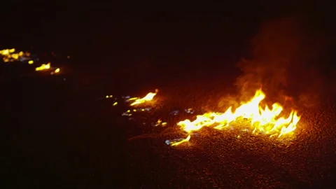 FIRE ON THE ROAD Stock Footage 146884846
