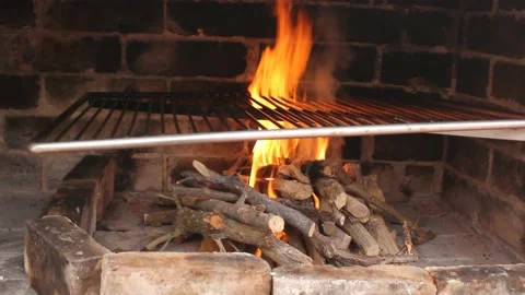 This is the fire to roast the meat Stock Footage 239108685