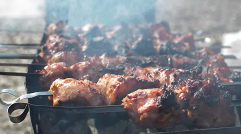 With Fire Roasted Delicious Barbecue Stock Footage 62417690