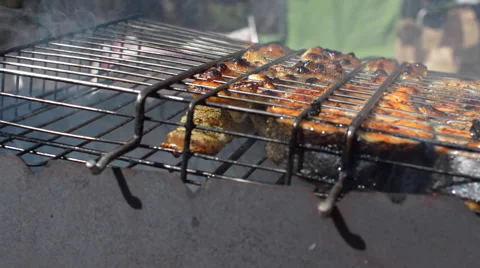 With Fire Roasted Delicious Fish Stock Footage 62416988