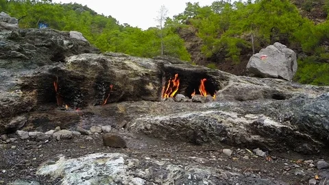 Fire from rock Stock Footage 72175535