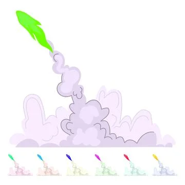 Fire rocket smoke trail vector cartoon graphic Stock Illustration