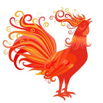 Fire Rooster Symbol of 2017 New Year Stock Illustration