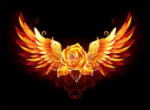 Fire rose with wings イラスト素材
