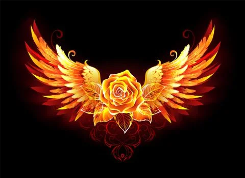 Fire rose with wings イラスト素材