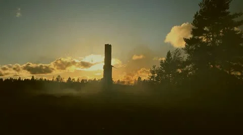 Fire Ruins Stock Footage 12038775