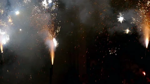 Fire Run (Correfoc) traditional celebration of Catalonia. Stock Footage 68021139