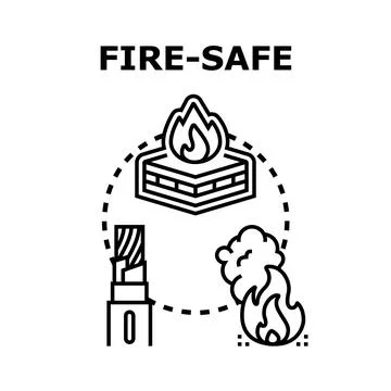 Fire safety concept with flame resistant materials Stock Illustration