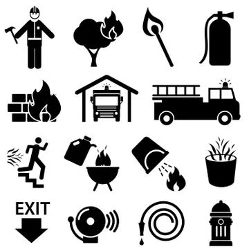 Fire safety icons Stock Illustration