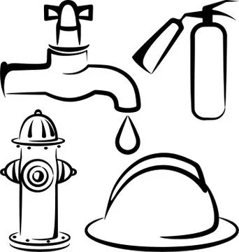 Fire safety items Stock Illustration