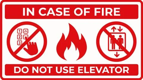 Fire safety sign with instructions. 스톡 일러스트