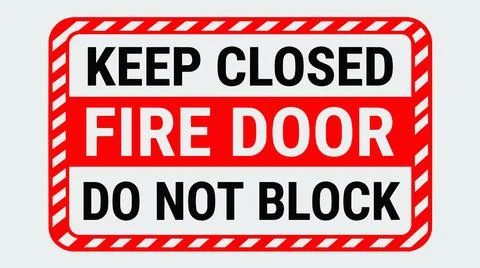 Fire safety sign keep closed door warning label emergency exit indicator. 스톡 일러스트