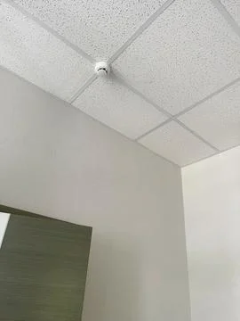 Fire safety system sensor. Fire safety system on the ceiling. Stock Photos