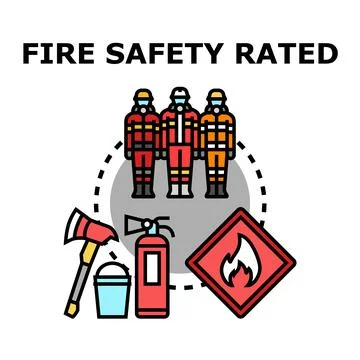 Fire safety team with equipment preparing for emergency Stock Illustration