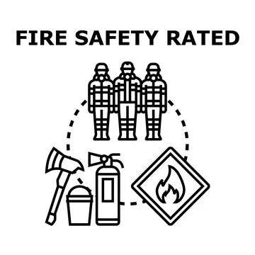 Fire safety team with equipment preparing for emergency Stock Illustration