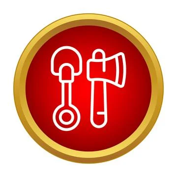 Fire safety tools icon showing axe and shovel Stock Illustration