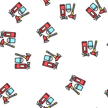Fire safety vector seamless pattern Illustrazione stock