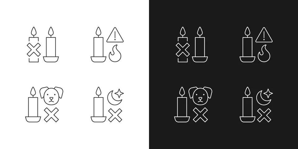 Fire safety warning label linear manual label icons set for dark and light mode Stock-Illustration