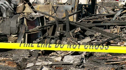 Fire Scene Aftermath Video stock 24691711