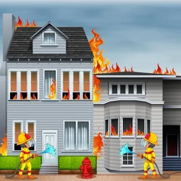 Fire scene Stock Illustration