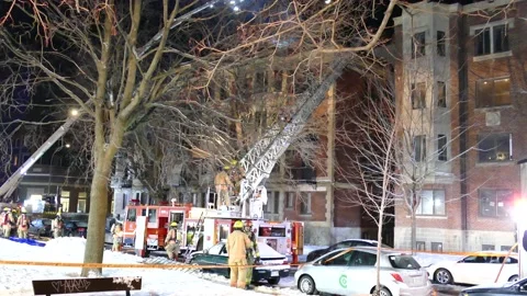 Fire scene at night Video stock 139663881