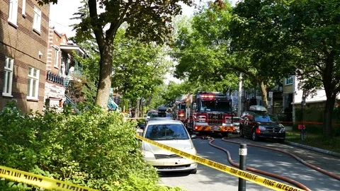 Fire scene in the street 動画素材 114813938