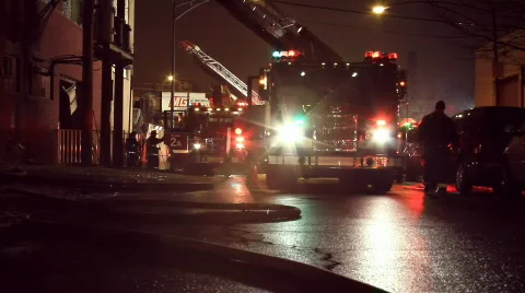Fire scene tilt up ladder Stock Footage 644806